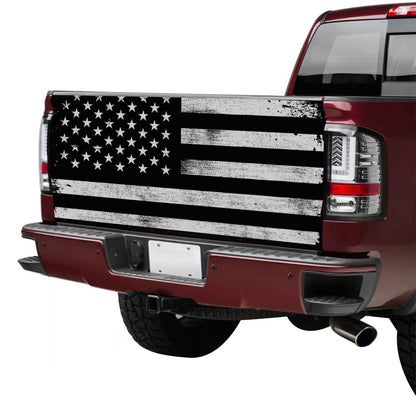 Petthouse | American Flag Black And White Tailgate Wrap Vinyl Graphic Decal Sticker For Trucks American Flag Distressed