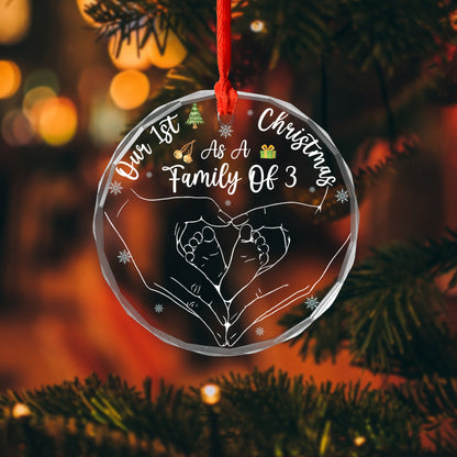 Petthouse | Personalized Baby's First Christmas As A Family Glass Ornament, First Baby Christmas Ornament