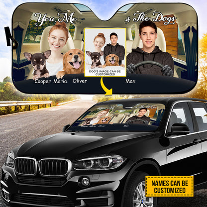 Petthouse | Dog Mom Dog Dad Customized Windshield Sun Shade With Pet's Photo You Me And The Dog