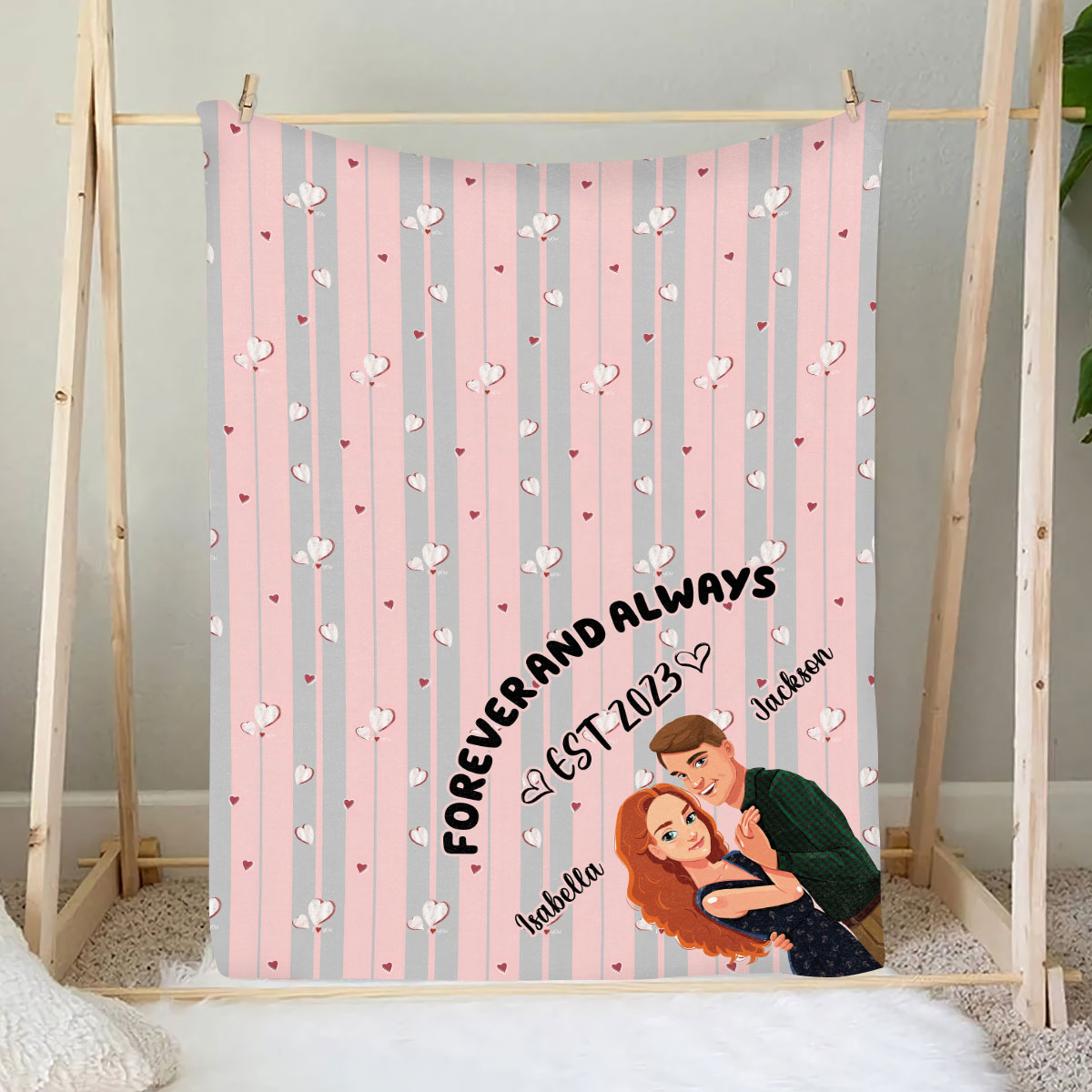 Petthouse | Couple Personalized Fleece Blanket, Valentine's Day Throw Blanket, Forever And Always, Love Anniversary