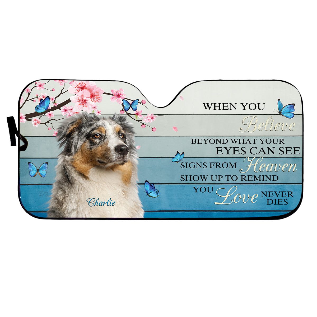 Petthouse | Customized Dog Sunshade Windshield Sun Shade Dog Remembrance Car Australian Shepherd