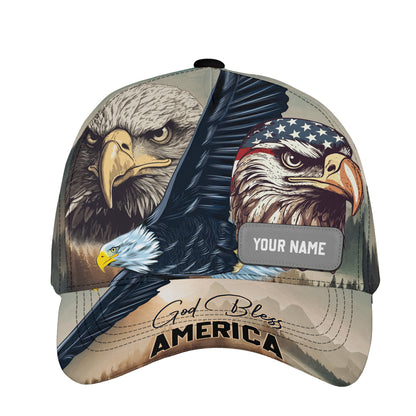 Petthouse | Customized Name God Bless America Classic Cap Us Eagle Patriotic Hat Wear Patriot Gift July 4th Gift