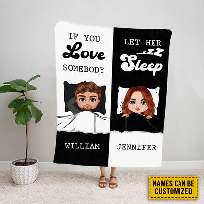 Petthouse | Personalized Happy Valentine Day Cozy Blanket, If You Love Somebody Fleece Blanket, Just Married Gifts