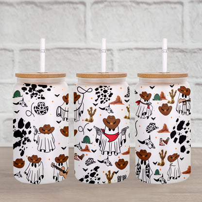 Petthouse | Ghost Wildflowers Halloween Glass Can, Cute Ghost Halloween Glass, Spooky Season