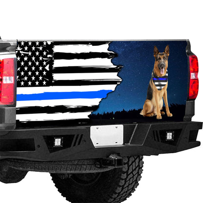 Petthouse | Tailgate Wrap Police German Shepherd The Thin Blue Line Tailgate Wrap American Flag Tailgate Wrap