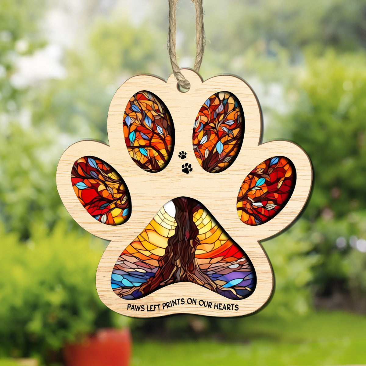 Petthouse | Personalized Tree Of Life Dog Memorial Gifts For Loss Of Dog, Paw Print Memorial Suncatcher