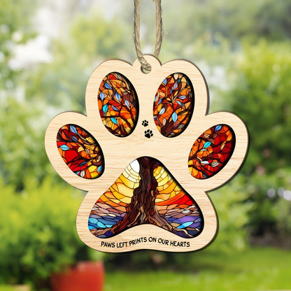 Petthouse | Personalized Tree Of Life Dog Memorial Gifts For Loss Of Dog, Paw Print Memorial Suncatcher