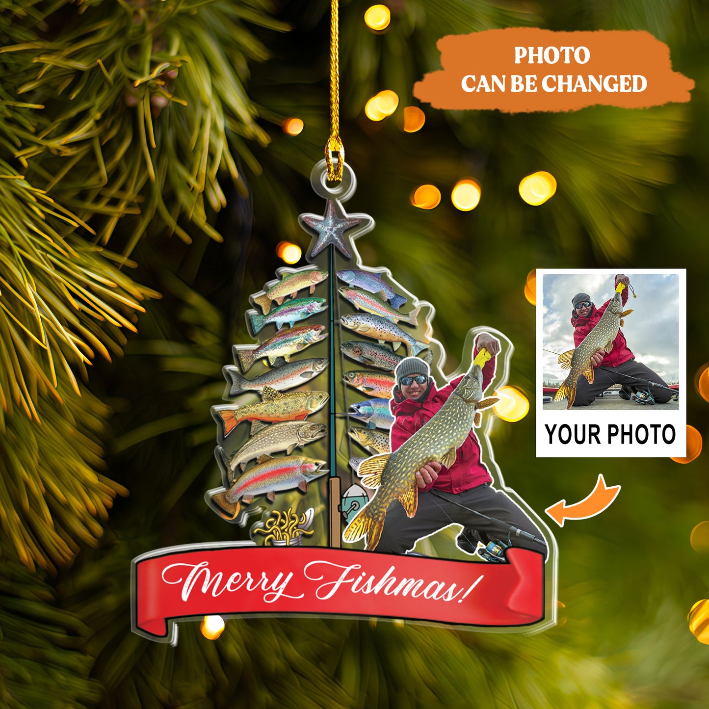 Petthouse | Personalized Fishing Christmas Ornament, Merry Fishmas, Proud Fisherman, Fish Species