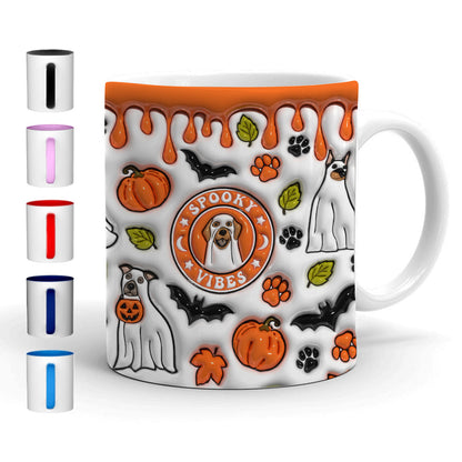 Petthouse | Dog Spooky Vibes Inflated 3d Mug, Dog Ghost Mug, Cute Ghost Boo Halloween Gift