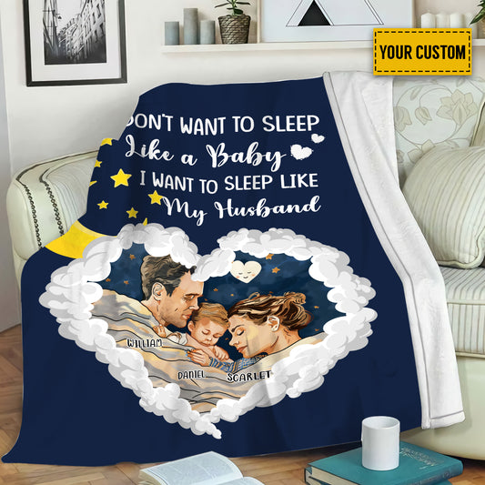 Petthouse | Personalized Sleep Like My Husband Throw Blanket, Family Fleece Blanket, Anniversary Husband Gifts