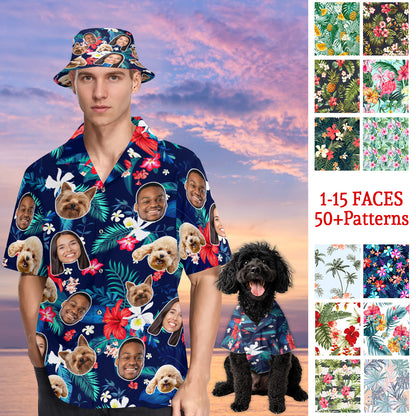 Petthouse | Custom Hawaiian Shirt Dog Cat Face Holiday Tropical Pattern, Bachelor Party Summer