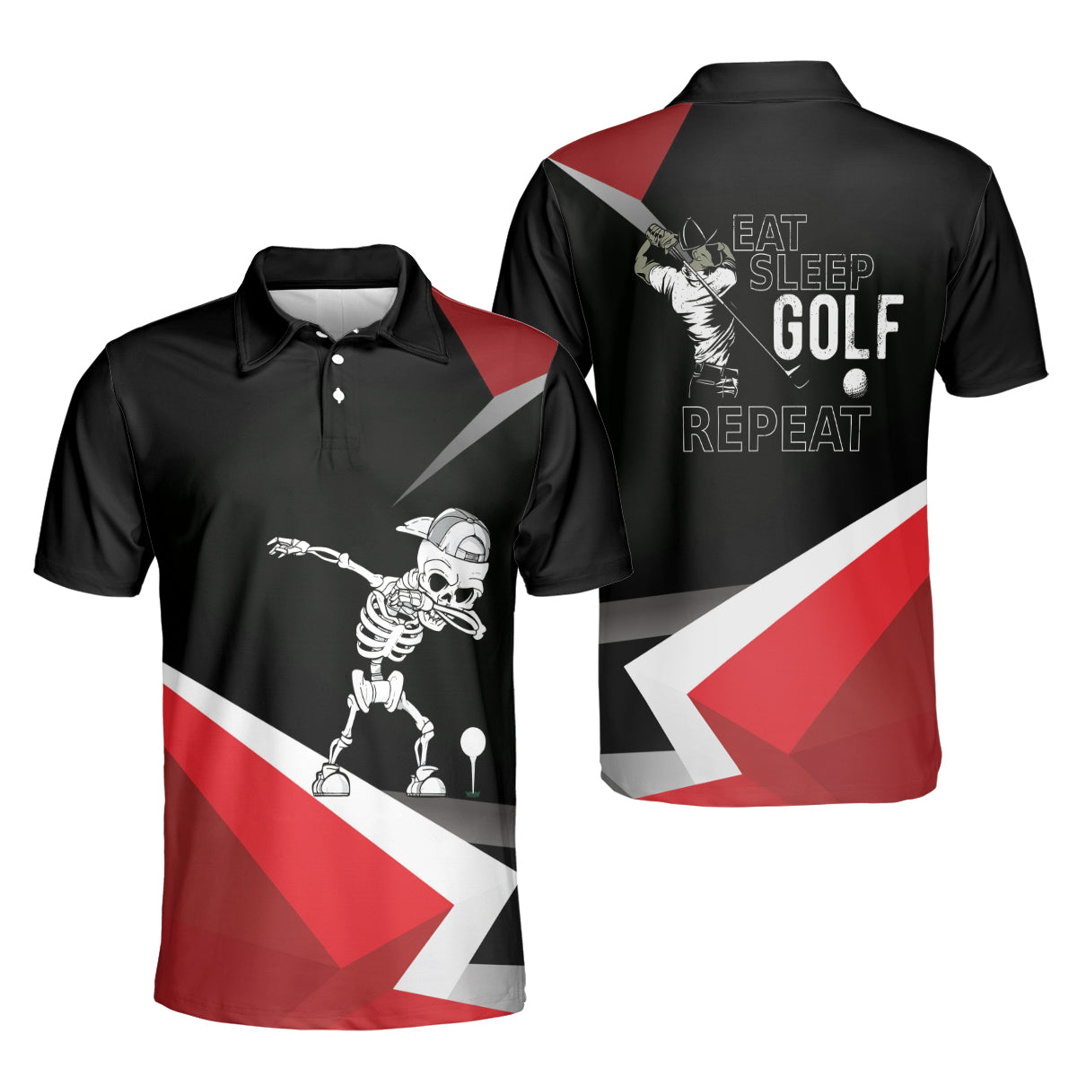 Petthouse | Dabbing Skull Polo Shirt Eat Sleep Golf And Repeat Golf Lover Gift Polo Shirt