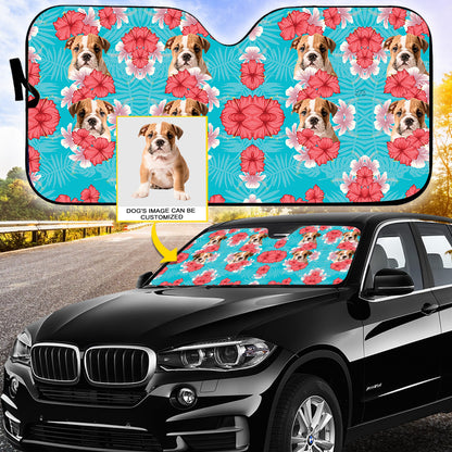 Petthouse | English Bulldog Windshield Sun Shade Customized Photo Car Window Sunshade Hawaii Pattern