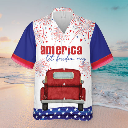 Petthouse | Custom Dog Happy 4th Of July Together Hawaiian Shirt, Gift For Dog Dad Pet Lovers