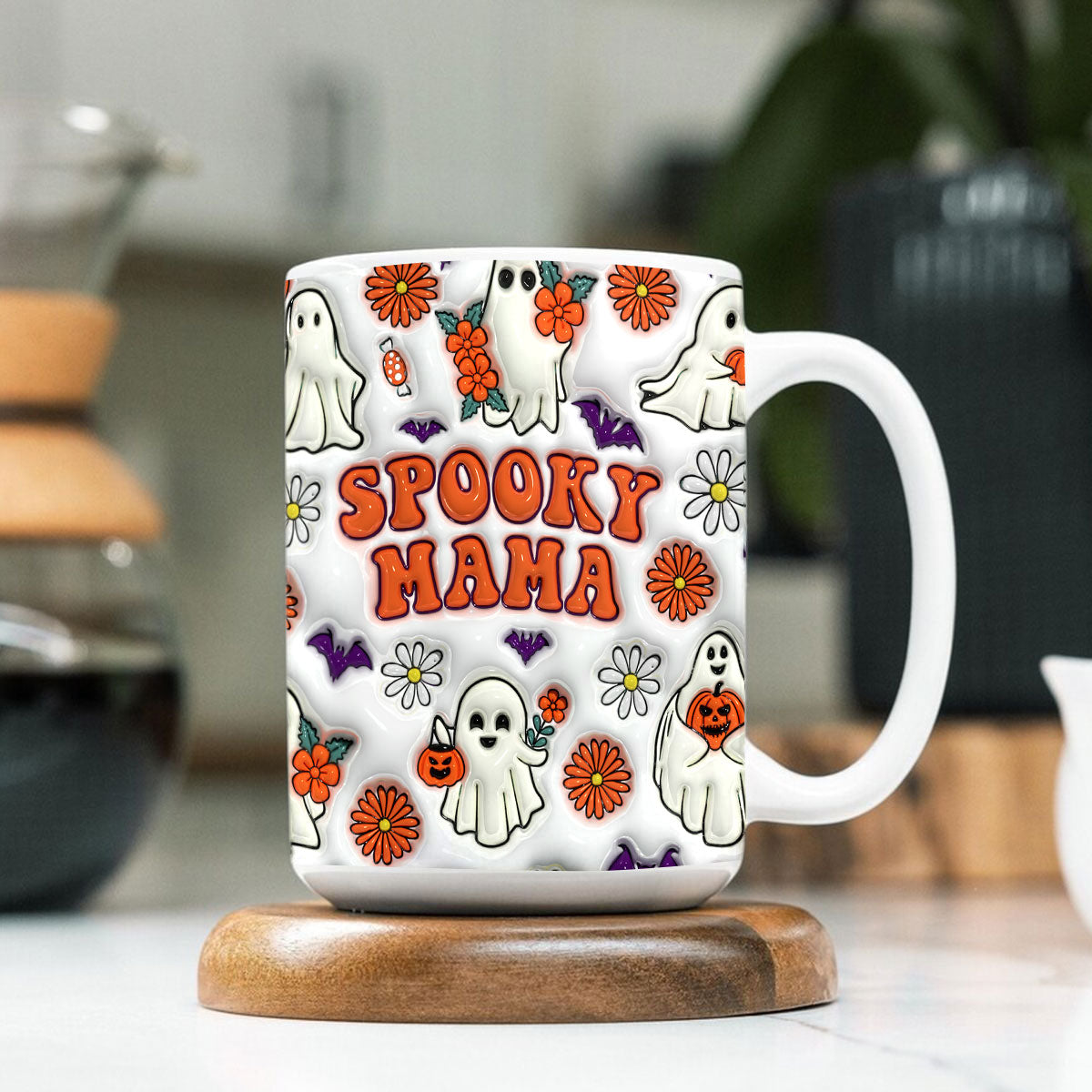 Petthouse | Spooky Mama 3d Inflated Mug, Halloween Mom Gift, Halloween Coffee Mug, Spooky Mama Coffee Mug, Gift For Mom