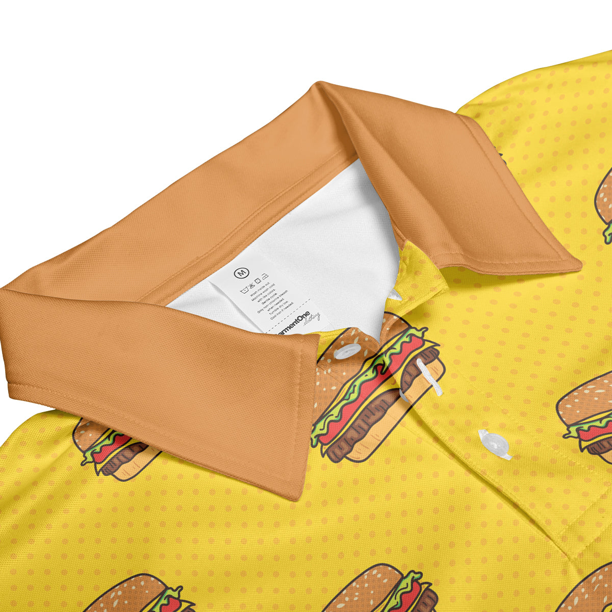 Petthouse | Customized Name Colorful Hamburgers Seamless Pattern Polo Shirt Hamburger Fast Food Shirt Hamburger Lovers