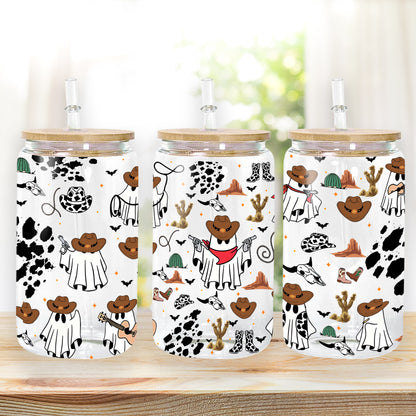 Petthouse | Ghost Wildflowers Halloween Glass Can, Cute Ghost Halloween Glass, Spooky Season