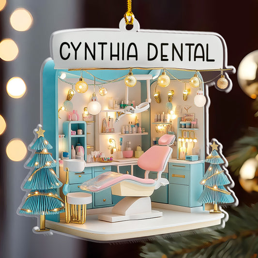 Petthouse | Personalized Dental Office 2d Flat Ornament, Brand Name, Dental Staff Gift, Work Anniversary Gift