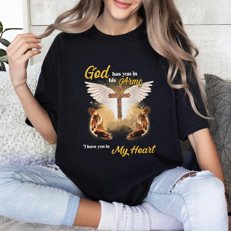 Petthouse | Custom Dog Jesus God Has You In His Arms I Have You In My Heart Shirt, Memorial Gift