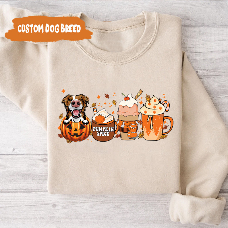 Petthouse | Custom Border Collie Dog Halloween Shirt, Dog Fall Shirt, Pumpkin Spice Latte Coffee Shirt