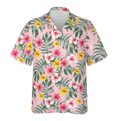 Petthouse |  Personalize Face Tropical Flower Summer Hawaiian Shirt, Family Beach Party