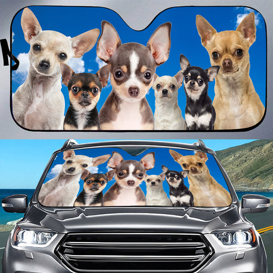 Petthouse | Chihuahua Car Sun Shade Windshield Cute Dog Car Accessories Car Decoration Pet's Lovers