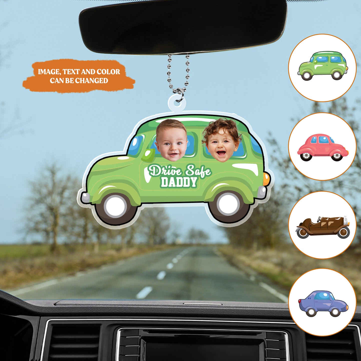 Petthouse | Custom Drive Safe Daddy Ornament, Hanging Car Baby Face, Car Accessories, Gift For Dad