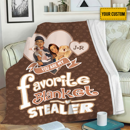 Petthouse | Customized You Are Favorite Blanket Stealer, Fantastic Valentine Day Throw Blanket, Newlywed Sherpa Blanket