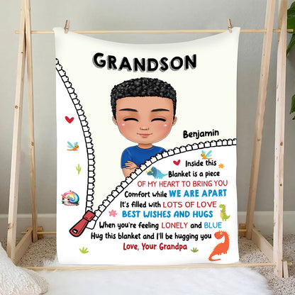 Petthouse | Personalized To My Son Fleece Blanket, Hug This Throw Blanket As I'll Be Hugging You, Birthday Grandson