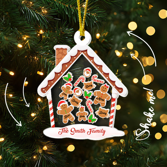 Petthouse | Personalized Gingerbread House Family Christmas Ornament, Family Xmas Ornament, 4d Shake Family