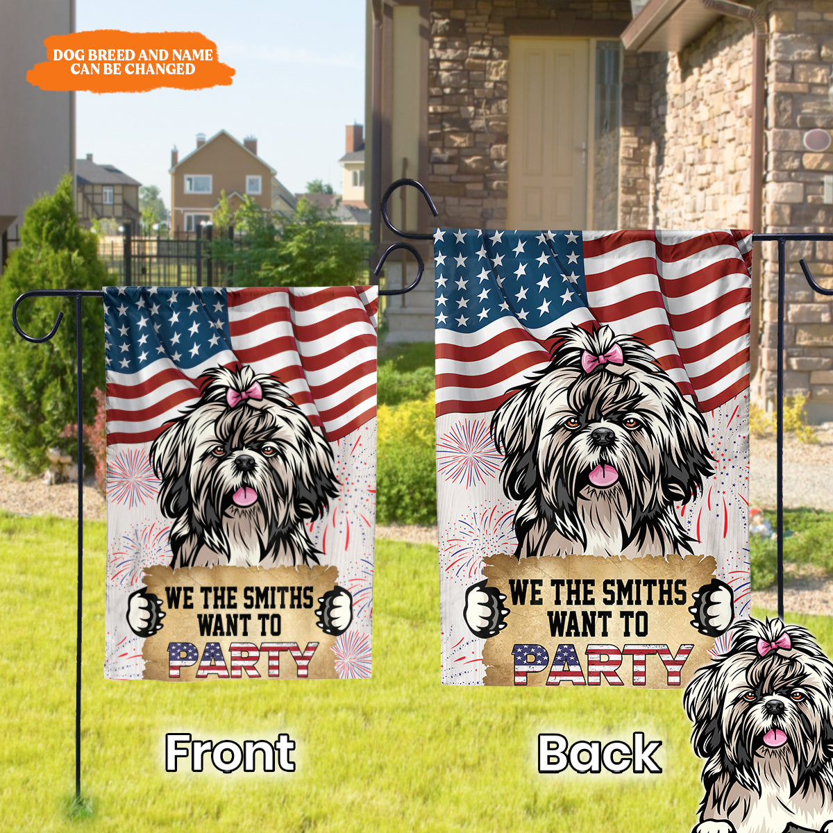 Petthouse | We Want The Party 4th July Personalized Flag, Dog Independence Day Flag, Patriotic Dog Flag