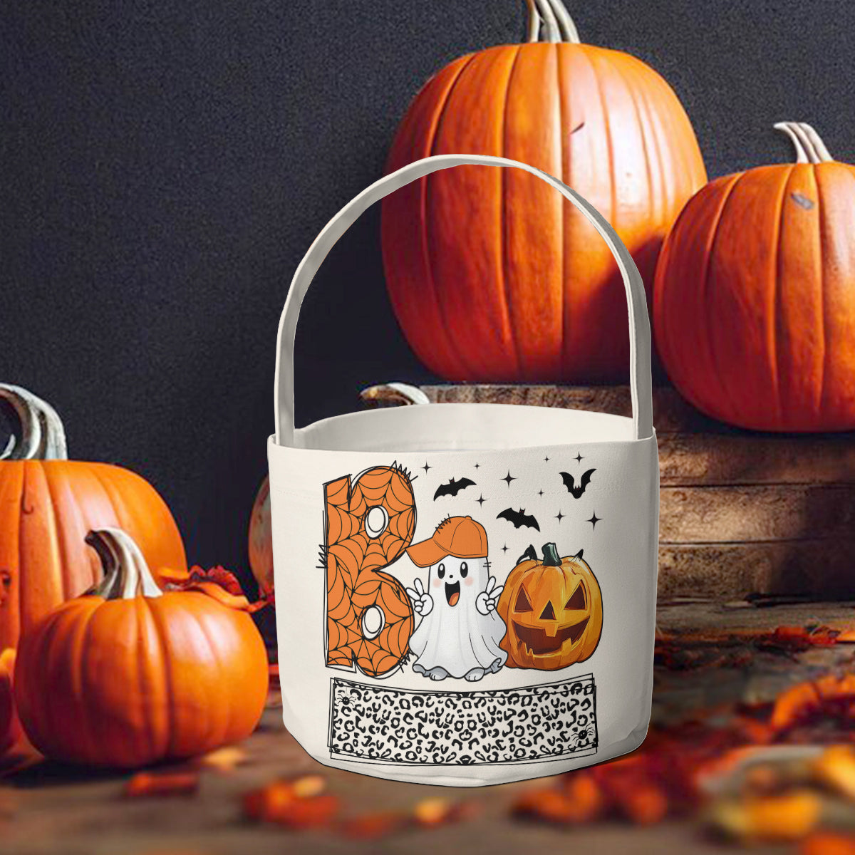 Petthouse | Personalized Boo Halloween Basket, Spooky Pumpkin Kid Bag, Trick Or Treat, Boo Candy Bag