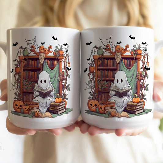 Petthouse | Ghost Book 3d Inflated Effect Mug, Ghostly Bookish Mugs, Book Lover Mugs, Spooky Gifts