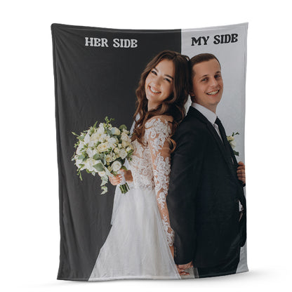 Petthouse | Her Side My Side Custom Blanket Christmas Fleece Blanket, Quilt Blanket Gift For Family