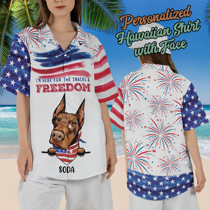 Petthouse | Personalized Dog 4th Of July Hawaiian Shirt, I'm Here For The Snacks & Freedom