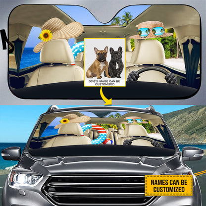 Petthouse | French Bulldog Go To Beach Sunshade Customized Windshield Sun Shade Dog Lover Gift Car