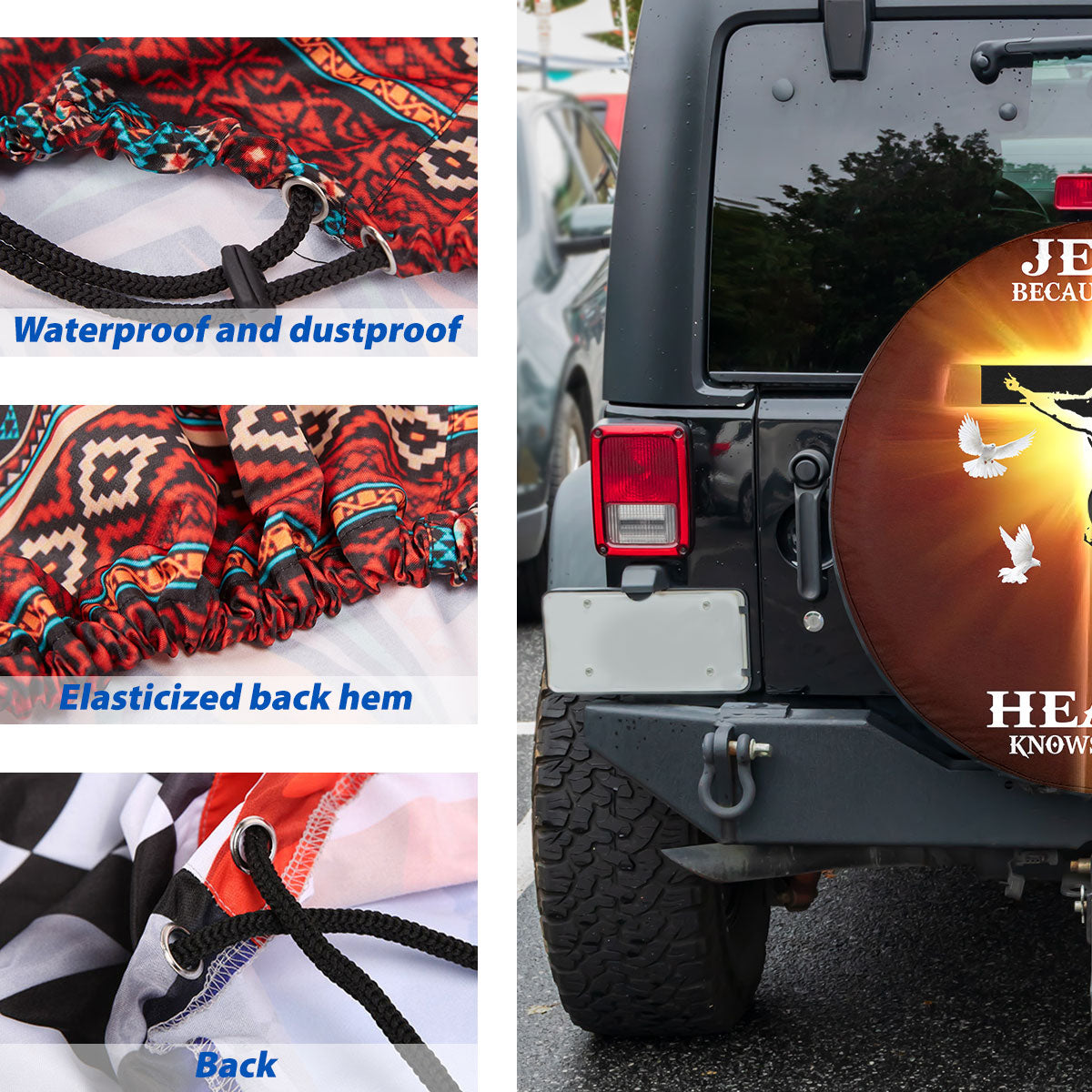 Petthouse | Crucifixion Of Jesus Spare Wheel Cover Jesus Because Of Him Heaven Knows Spare Tire Cover