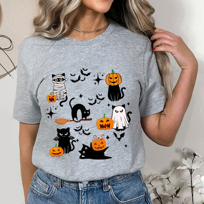 Petthouse | Black Cats Pumpkin Shirt, Spooky Season Shirt, Halloween Ghost Pumpkin Cat Shirt Gift