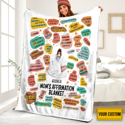 Petthouse | Customized Happy Mother's Day Fleece Blanket, Mom's Affirmation Throw Blanket, New Mother Love Keepsake