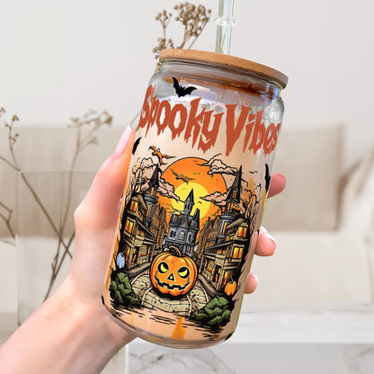 Petthouse | Halloweentown Glass Cup, Fall Pumpkin Glass Can, Spooky Season, Halloween Gift For Her