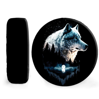 Petthouse | Wolf Mythical Camper Tire Cover Wolf Moon Night Tire Wheel Protector Wolf Lover Gifts