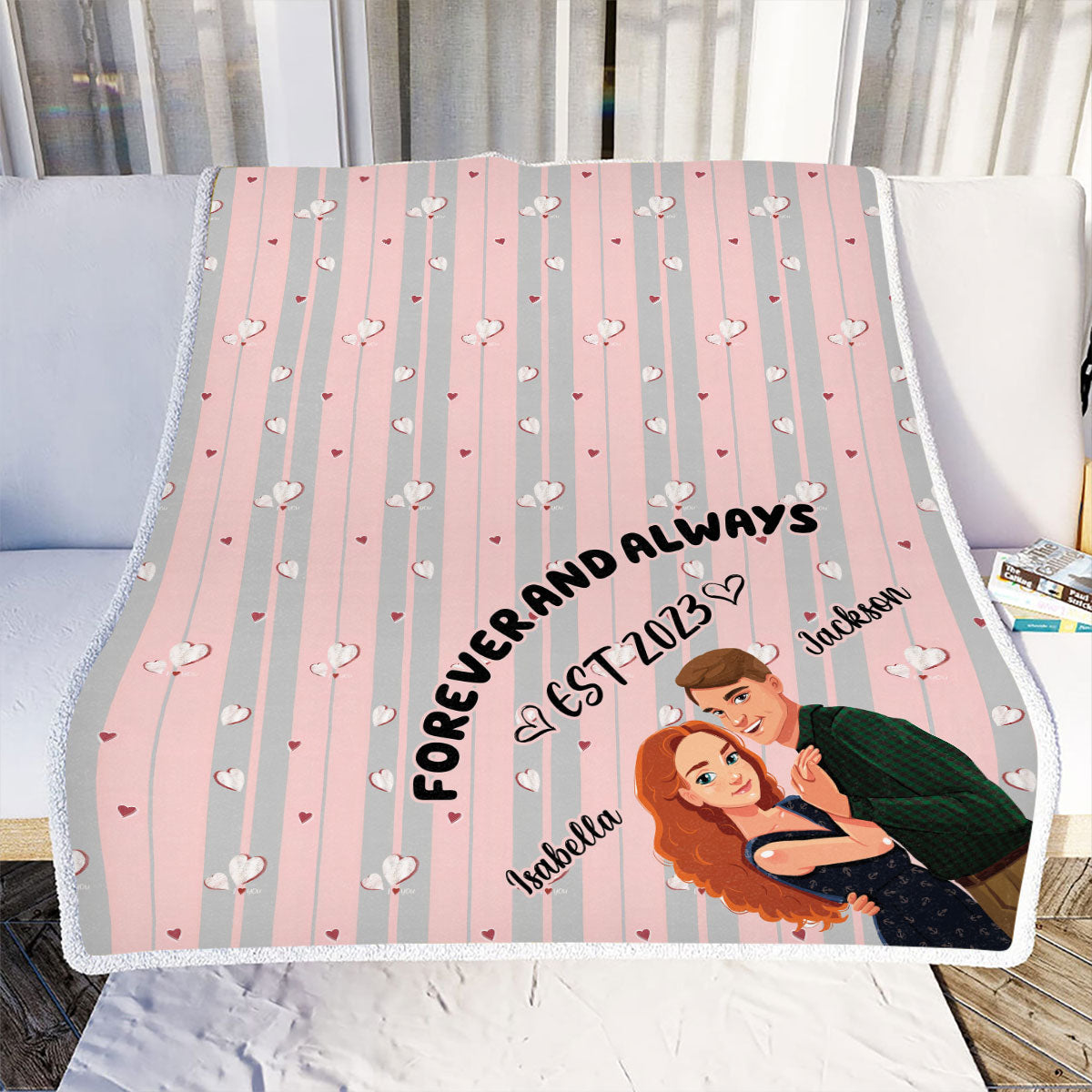 Petthouse | Couple Personalized Fleece Blanket, Valentine's Day Throw Blanket, Forever And Always, Love Anniversary