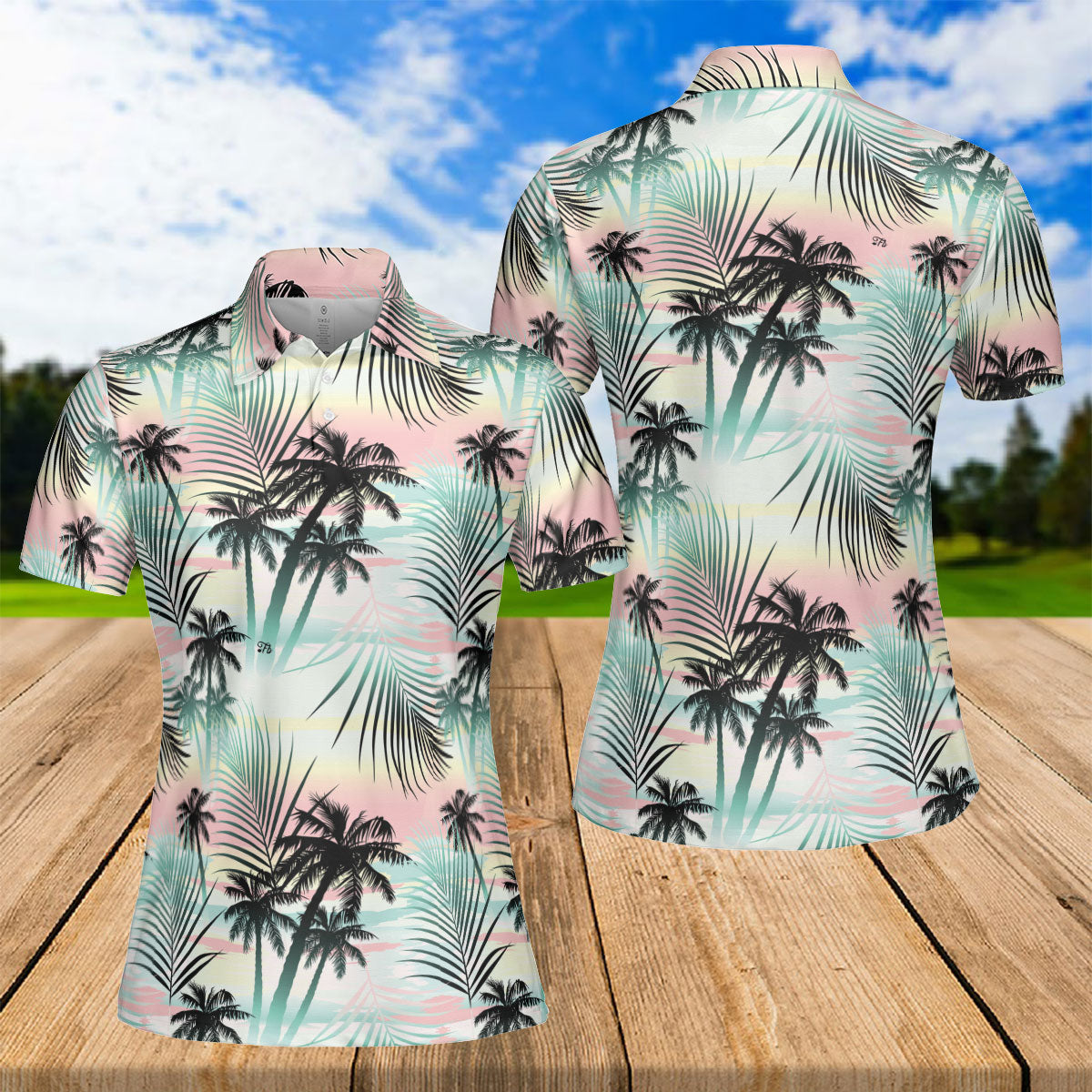 Petthouse | Tropical Palm Tree Pattern Polo Shirt Summer Beach Sport Shirt Summer Vacation Gifts Mommy Gift Idea