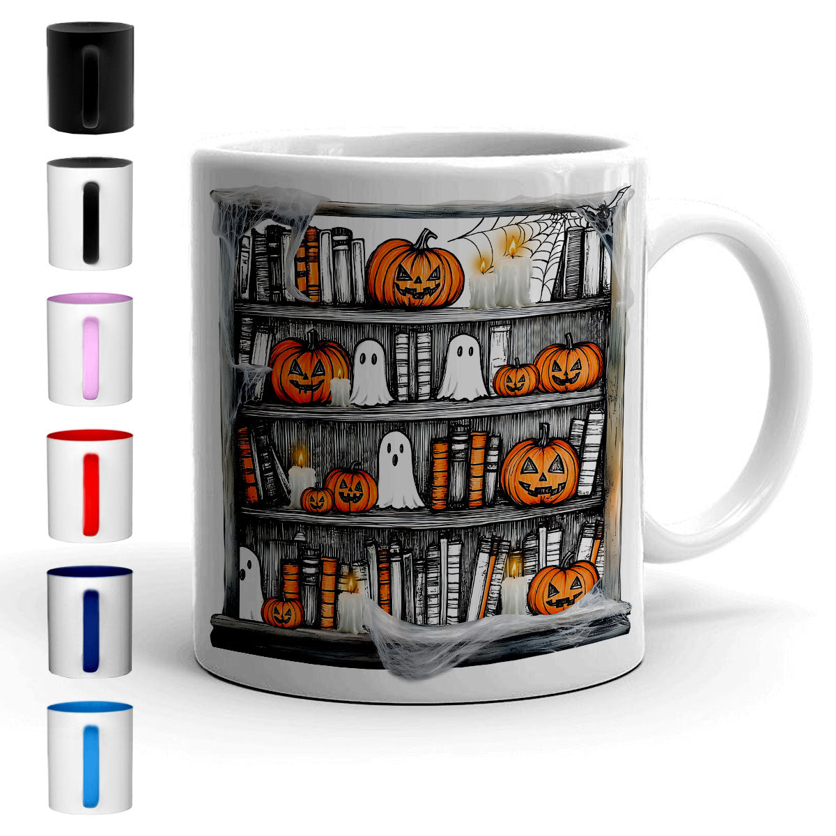 Petthouse | Ghost Books Halloween Mug, Teacher Halloween Mug, Book Lover Coffee, Halloween Reading Book