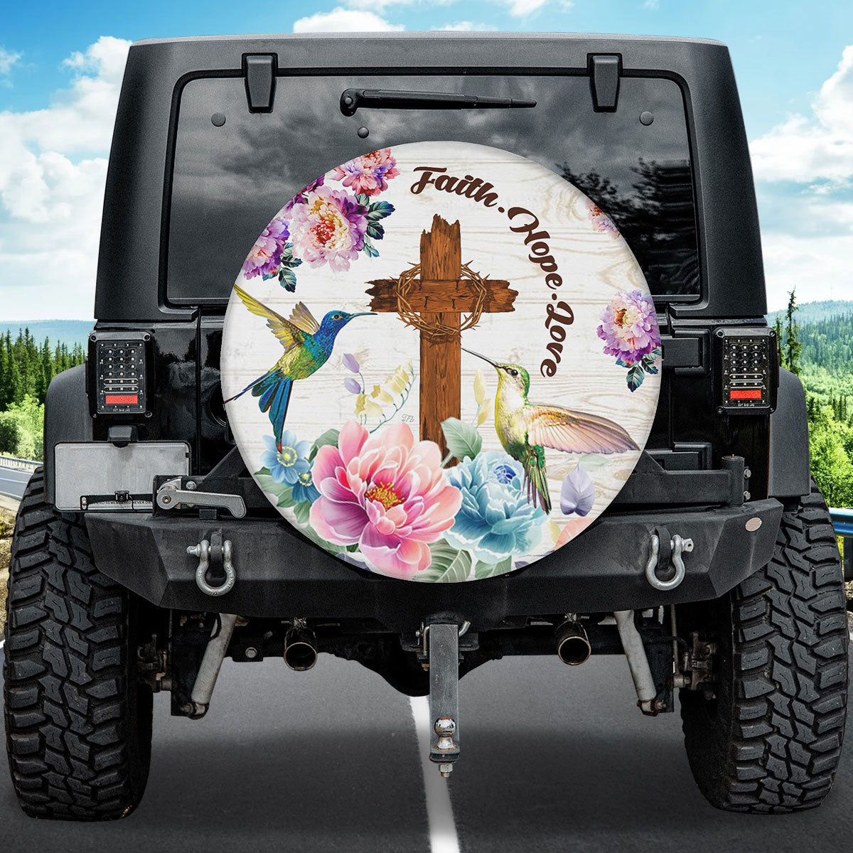 Petthouse | Jesus Hummingbird Camper Tire Cover Faith Hope Love Christian Floral Tire Storage Bag God