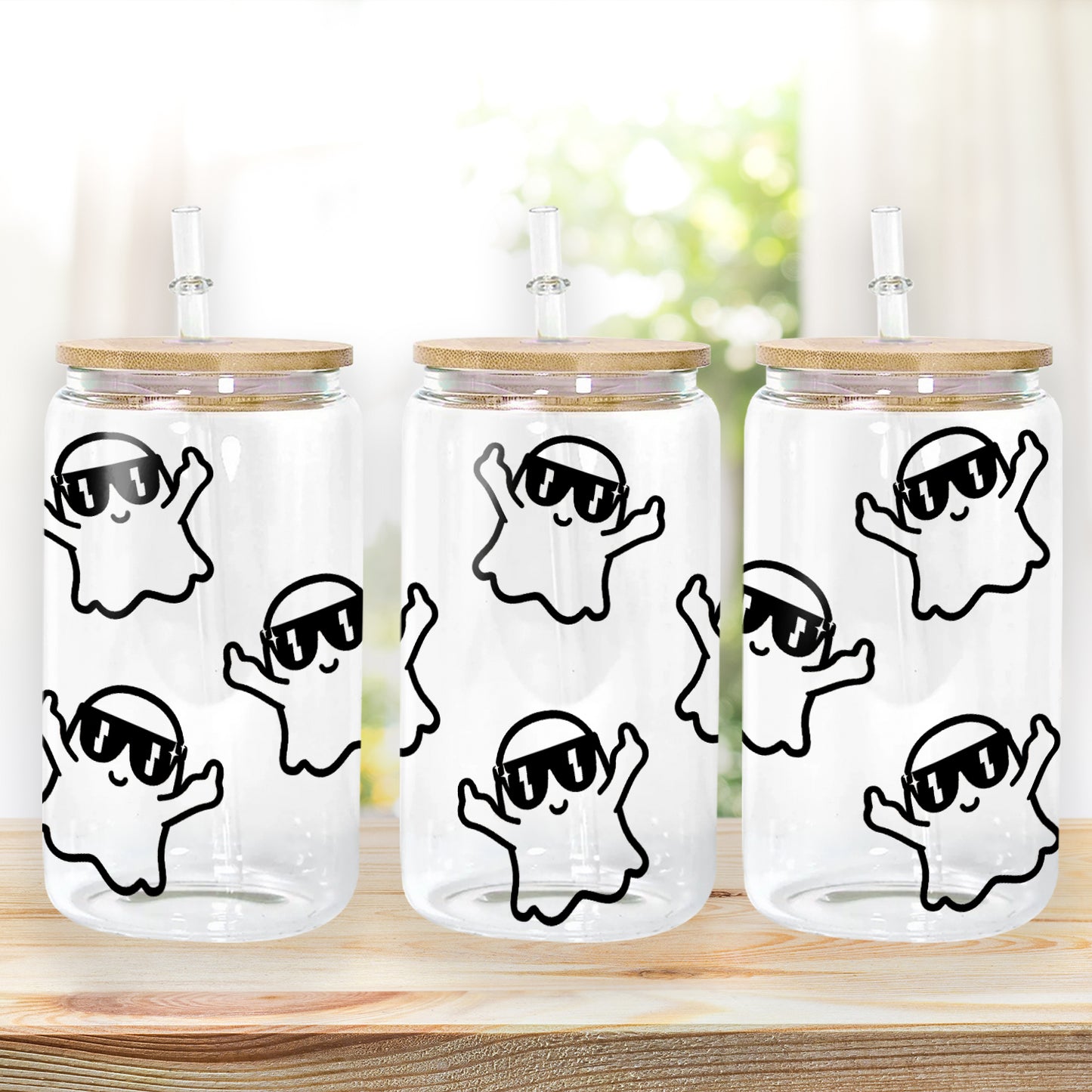 Petthouse | Middle Finger Ghost Halloween Can Glass, Iced Coffee, Coffee Cup, Smoothie Cup, Cute Ghost