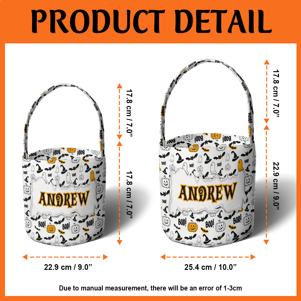 Petthouse | Personalized Trick Or Treat Bag, Bat Trick-or-treat Bucket, Candy Halloween Kids