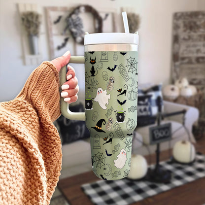 Petthouse | Halloween Ghost 40oz Tumbler, Halloween Pattern Tumbler, Halloween Gift, Spooky Vibes