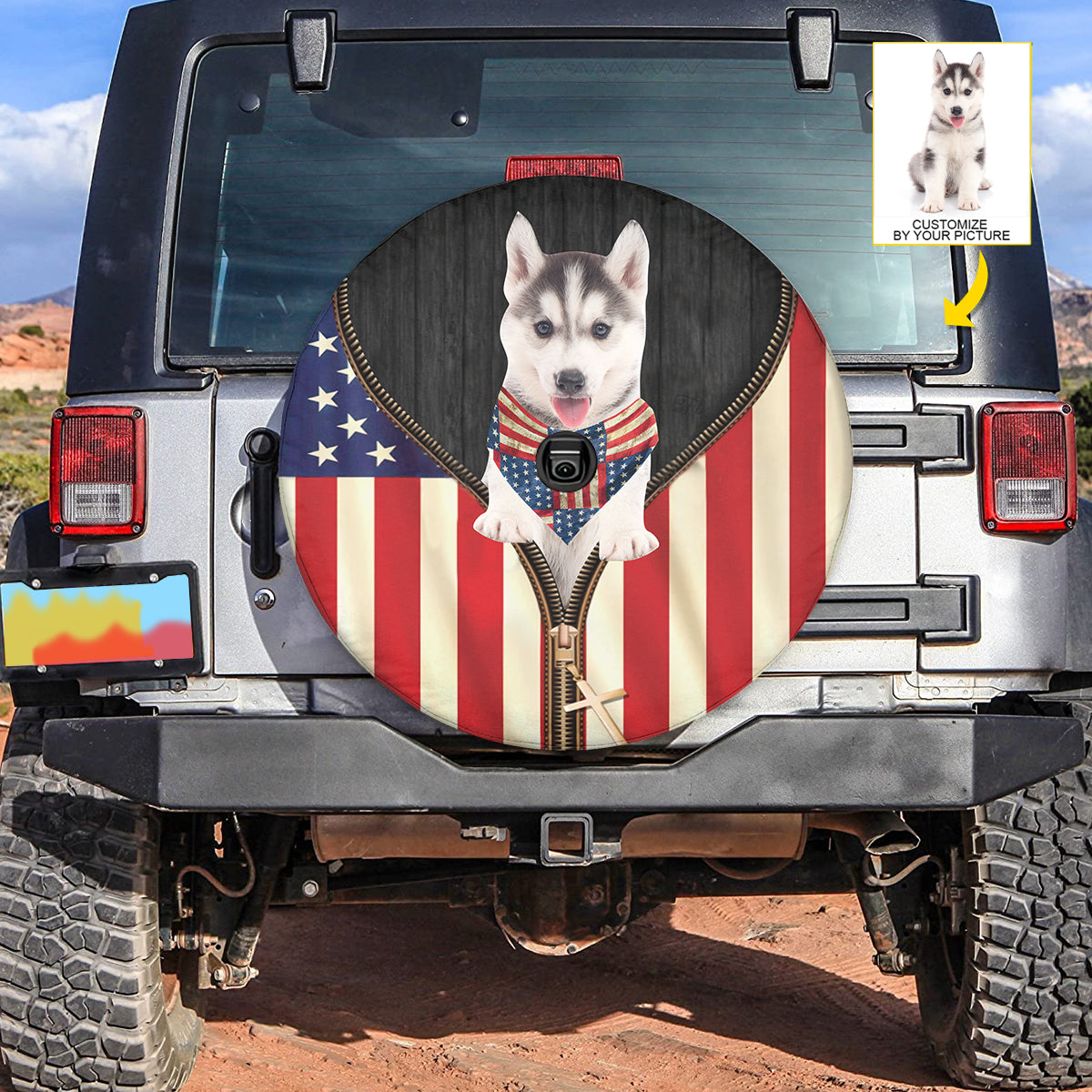 Petthouse | Custom Spare Tire Cover Husky Siberian American Spare Tire Cover Wheel Cover Dog Wheel