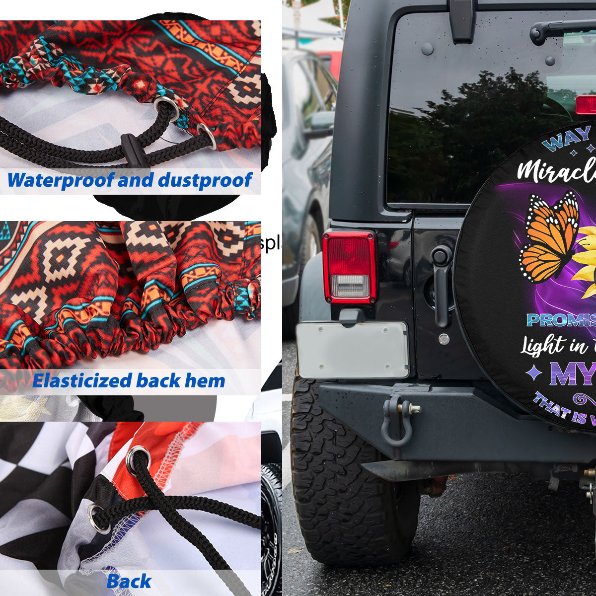 Petthouse | Christian Tire Cover Way Maker Miracle Worker My God Butterfly Sunflower Jesus Car Accessories